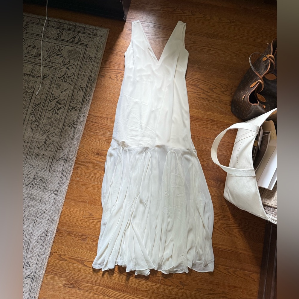 Abercrombie & Fitch Cream V-Neck Midi Dress
